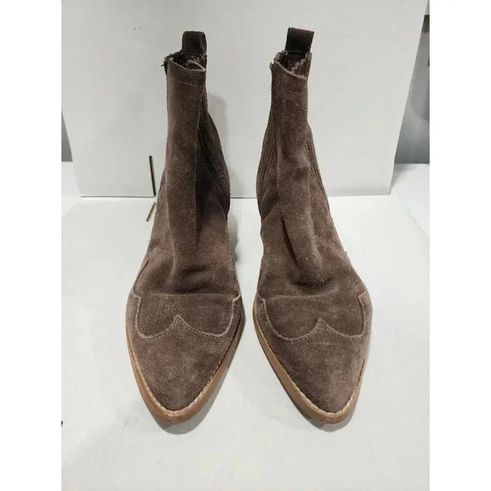 Hobbs London Women's Navy Suede Ankle Boots Zip Side Mid Block Heel 36 (5.5 US)